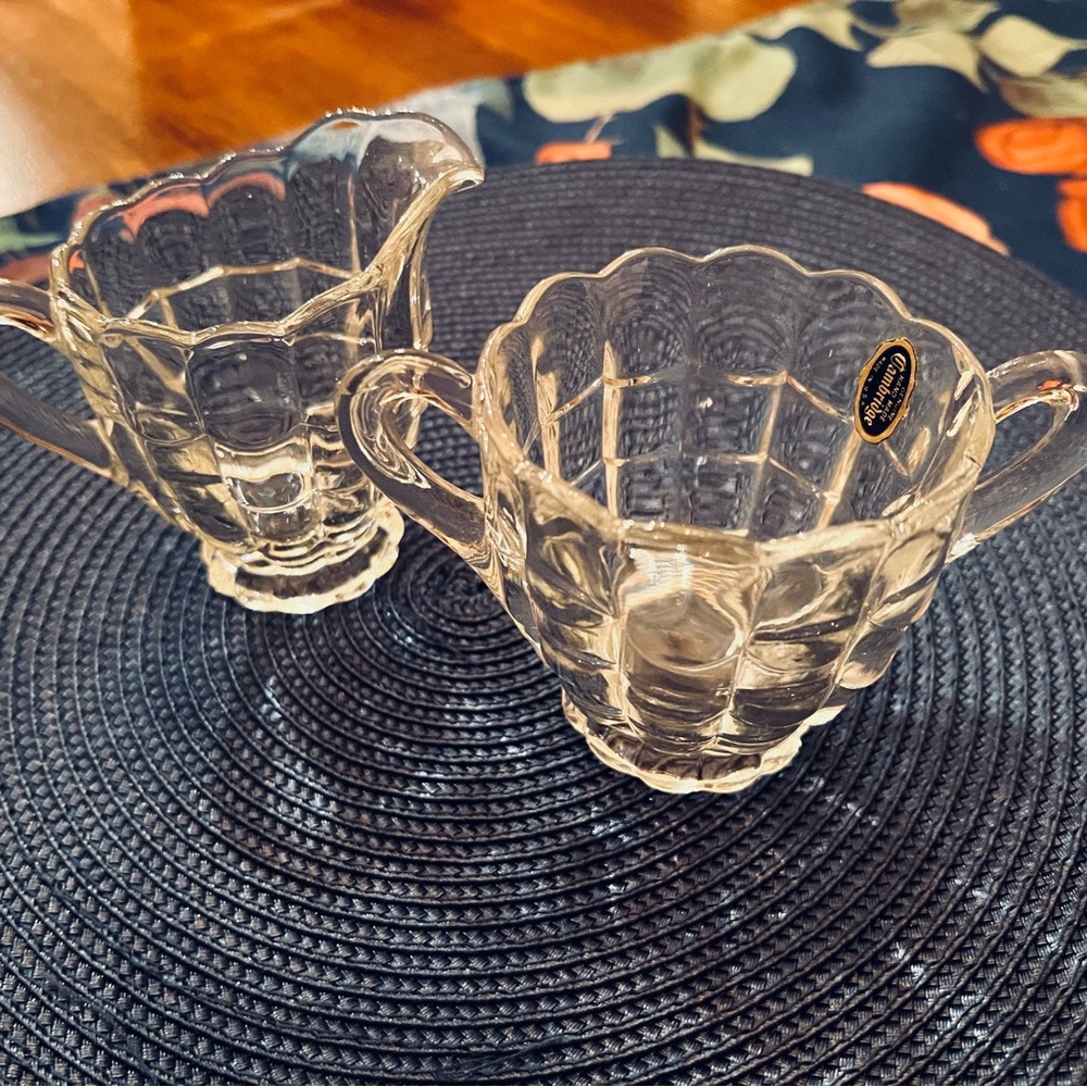 Vintage Cambridge Cascade Sugar and Creamer
